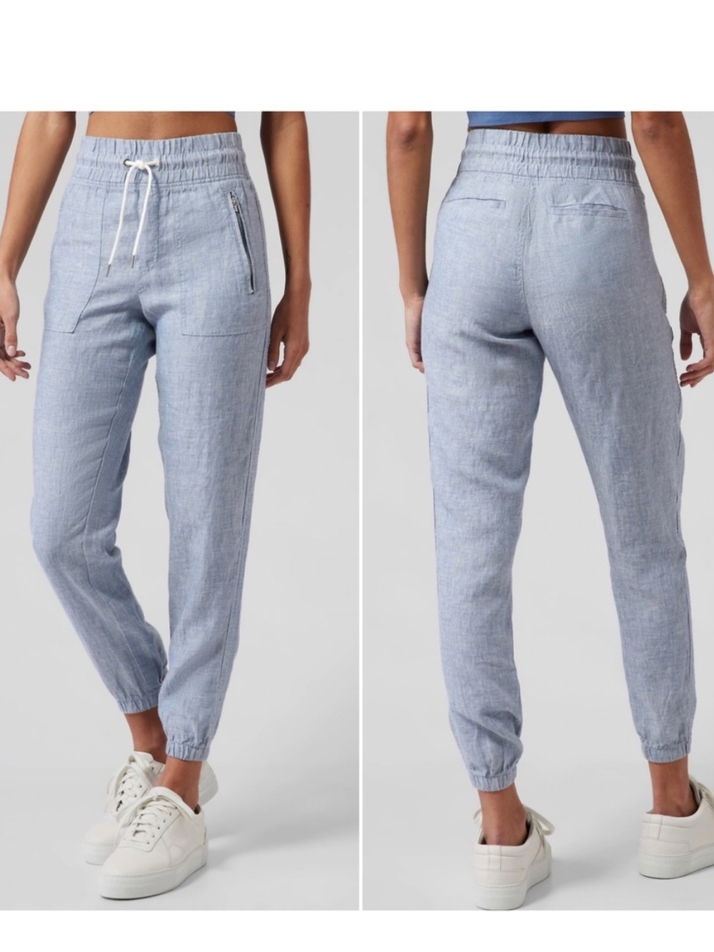 Athleta size 4 linen pants Light Blue Drawstring Joggers